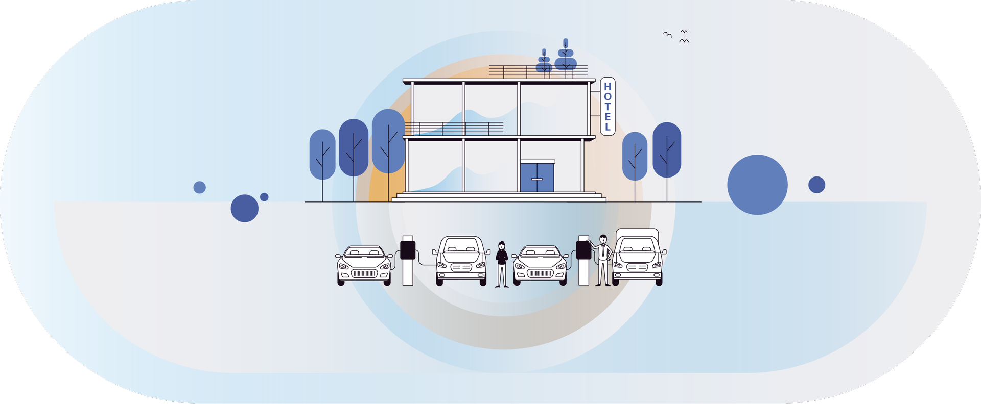 Illustration für Ladelösung auf dem Hotelparkplatz